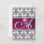 PINK FUCHSIA GOLD DAMASK GEM MONOGRAM paars rsvp Kaart (Voorkant)