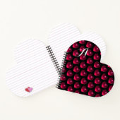 PINK FUCHSIA HEARTS, BLACK Valentijnsdag Monogram Notitieboek (Binnen)