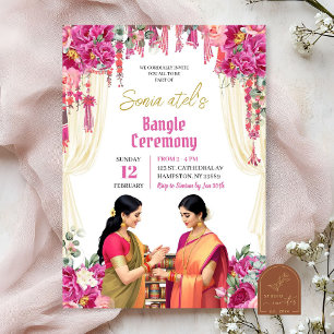 Pink Fuchsia India Bangle Choora Ceremonie Kaart