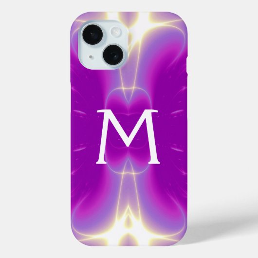 PINK FUCHSIA PAARS FRACTAL LICHTE WAVES MONOGRAM Case-Mate iPhone CASE (Achterkant)
