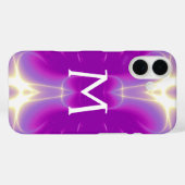 PINK FUCHSIA PAARS FRACTAL LICHTE WAVES MONOGRAM Case-Mate iPhone CASE (Achterkant (horizontaal))