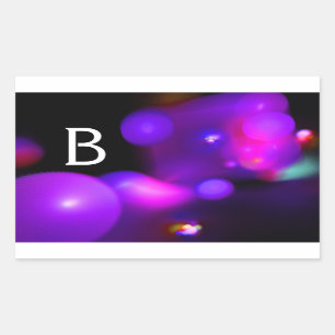 PINK FUCHSIA PAARSE ZWARTE FRACTABUBBELMONOGRAM RECHTHOEKIGE STICKER