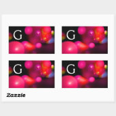 PINK FUCHSIA PAARSE ZWARTE FRACTABUBBELMONOGRAM RECHTHOEKIGE STICKER (Vel)