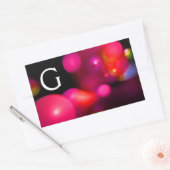 PINK FUCHSIA PAARSE ZWARTE FRACTABUBBELMONOGRAM RECHTHOEKIGE STICKER (Envelop)