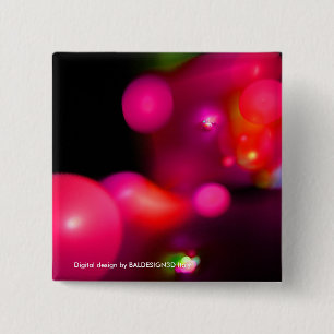 PINK FUCHSIA PAARSE ZWARTE FRACTABUBBELS VIERKANTE BUTTON 5,1 CM