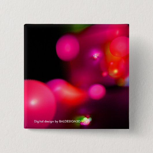 PINK FUCHSIA PAARSE ZWARTE FRACTABUBBELS VIERKANTE BUTTON 5,1 CM (Voorkant)