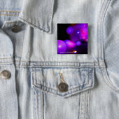 PINK FUCHSIA PAARSE ZWARTE FRACTABUBBELS VIERKANTE BUTTON 5,1 CM (In situ)