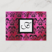 PINK FUCHSIA SILK DAMASK CLOTH ,SQUARE MONOGRAM VISITEKAARTJE (Achterkant)