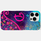 PINK FUCHSIA TURQUOISE BLUE ABSTRACT DECO MONOGRAM Case-Mate iPhone CASE (Achterkant (horizontaal))