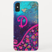 PINK FUCHSIA TURQUOISE BLUE ABSTRACT DECO MONOGRAM Case-Mate iPhone CASE (Achterkant)