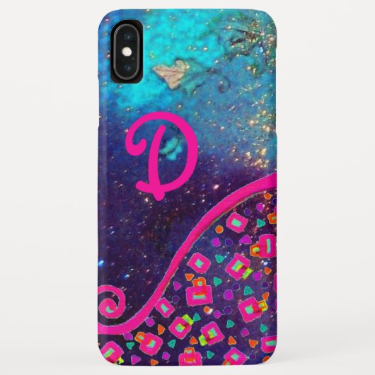 PINK FUCHSIA TURQUOISE BLUE ABSTRACT DECO MONOGRAM Case-Mate iPhone CASE (Achterkant)
