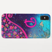 PINK FUCHSIA TURQUOISE BLUE ABSTRACT DECO MONOGRAM Case-Mate iPhone CASE (Achterkant (horizontaal))