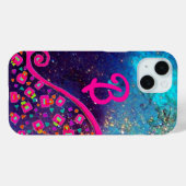 PINK FUCHSIA TURQUOISE BLUE ABSTRACT DECO MONOGRAM Case-Mate iPhone CASE (Achterkant (horizontaal))