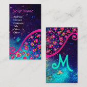 PINK FUCHSIA TURQUOISE BLUE ABSTRACT DECO MONOGRAM VISITEKAARTJE (Voorkant / Achterkant)