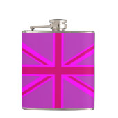 Pink Fuchsia Union Jack Flag Design Heupfles (Voorkant)
