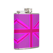 Pink Fuchsia Union Jack Flag Design Heupfles (Rechts)