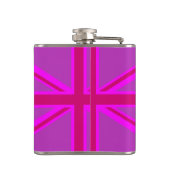 Pink Fuchsia Union Jack Flag Design Heupfles (Achterkant)