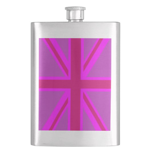 Pink Fuchsia Union Jack Flag Design Heupfles (Voorkant)
