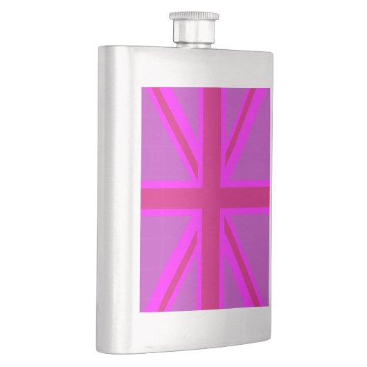 Pink Fuchsia Union Jack Flag Design Heupfles (Rechts)