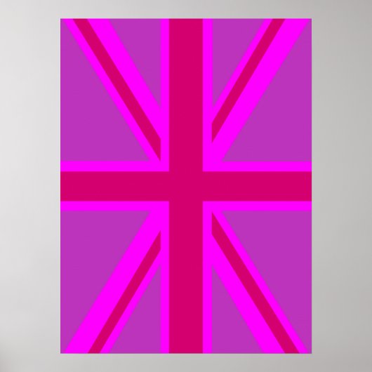 Pink Fuchsia Union Jack Flag Design Poster (Voorkant)