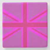 Pink Fuchsia Union Jack Flag Design Stenen Onderzetter (Voorkant)