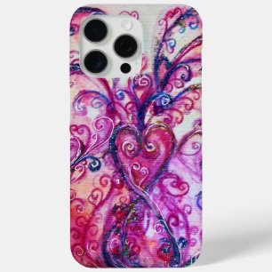 PINK FUCHSIA WHIMSICAL FLOURISHES MET HEART iPhone 15 PRO MAX HOESJE