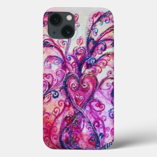 PINK FUCHSIA WHIMSICAL FLOURISHES MET HEART Case-Mate iPhone CASE (Achterkant)