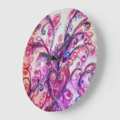 PINK FUCHSIA WHIMSICAL FLOURISHES MET HEART GROTE KLOK (Hoek)