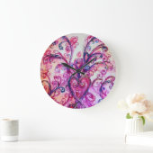 PINK FUCHSIA WHIMSICAL FLOURISHES MET HEART GROTE KLOK (Huis)