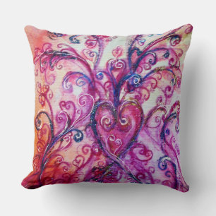 PINK FUCHSIA WHIMSICAL FLOURISHES MET HEART KUSSEN