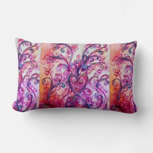 PINK FUCHSIA WHIMSICAL FLOURISHES MET HEART KUSSEN (Voorkant)