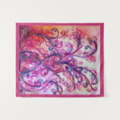 PINK FUCHSIA WHIMSICAL FLOURISHES MET HEART WANDKLEED (Voorkant (horizontaal))