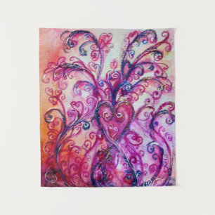 PINK FUCHSIA WHIMSICAL FLOURISHES MET HEART WANDKLEED
