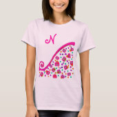 PINK FUCHSIA WHITE ABSTRACT DECO MONOGRAM T-SHIRT (Voorkant)