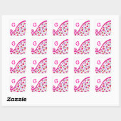 PINK FUCHSIA WHITE ABSTRACT DECO MONOGRAM VIERKANTE STICKER (Vel)