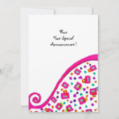 PINK FUCHSIA WHITE ABSTRACT DECO SQUARE MONOGRAM KAART (Achterkant)