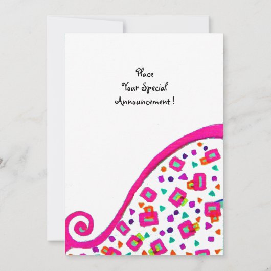 PINK FUCHSIA WHITE ABSTRACT DECO SQUARE MONOGRAM KAART (Achterkant)