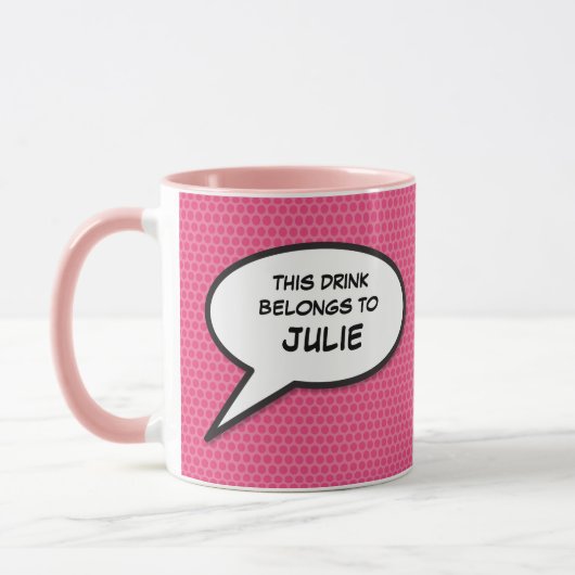 Pink Fun Gepersonaliseerde Spraak Bubble Quote Mok (Links)