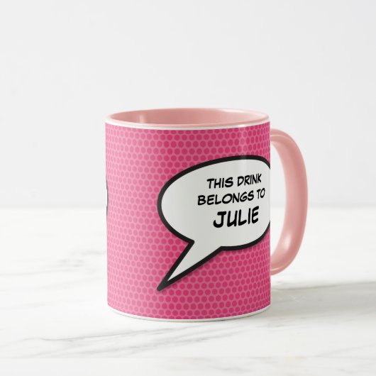 Pink Fun Gepersonaliseerde Spraak Bubble Quote Mok (Voorkant rechts)