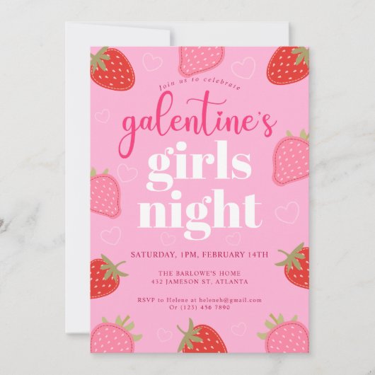 Pink Fun Girly Galentine's Day Party Uitnodiging (Voorkant)