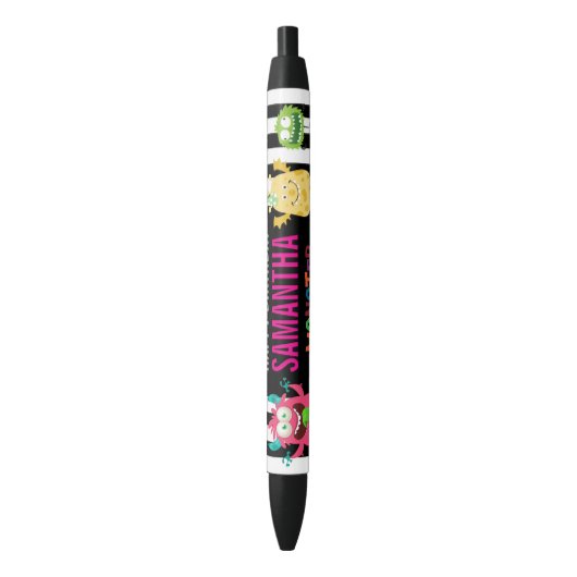 Pink FUN Monsters kids Party Zwarte Inkt Pen (Voorkant Verticaal)