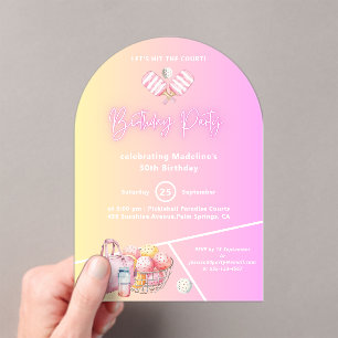 Pink Fun Pickleball 30e verjaardag Uitnodiging