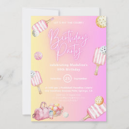 Pink Fun Pickleball 30e verjaardag Uitnodiging