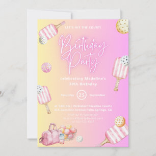 Pink Fun Pickleball 30e verjaardag Uitnodiging