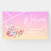 Pink Fun Pickleball 30ste Verjaardagsfeest Welkom Spandoek (Horizontaal)