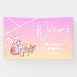 Pink Fun Pickleball 30ste Verjaardagsfeest Welkom Spandoek