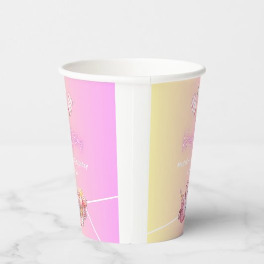 Pink Fun Pickleball 30ste verjaardagsfeestje Papieren Bekers (Rechts)