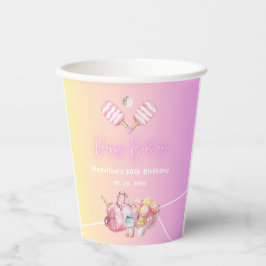 Pink Fun Pickleball 30ste verjaardagsfeestje Papieren Bekers