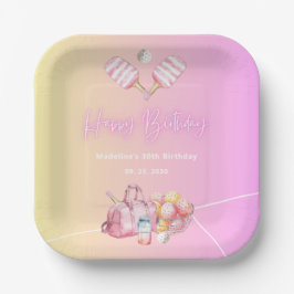 Pink Fun Pickleball 30ste verjaardagsfeestje Papieren Bordje