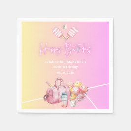 Pink Fun Pickleball 30ste verjaardagsfeestje Servet